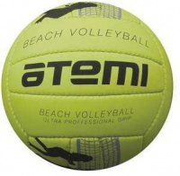 мяч волейбольный atemi beach play, синтетическая кожа pvc foam, 18 п., желт/бел, м/ш