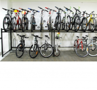 стеллаж двухьярусый для хранения велосипедов на складе или в магазине на 12 мест