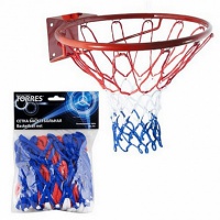 сетка баскетбольная torres ss11050 нить 4 мм полипропилен, ручная вязка, бело-сине-красная